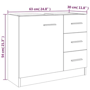 Lumarko Szafka pod umywalkę, przydymiony dąb, 63x30x54 cm! - Szafki łazienkowe - miniaturka - grafika 10