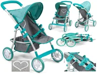 Domki dla lalek - Wózek Dla Lalek Spacerówka Light Miętowa Zabawka Wózki Dla Lalki Zabawkowe Do Zabawy - miniaturka - grafika 1