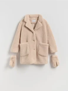 Reserved - Kurtka z imitacji baranka z rękawiczkami - beżowy - Kurtki i płaszcze dla dziewczynek - miniaturka - grafika 1