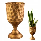 Donice - DONICA WYSOKA KIELICH METALOWA ZŁOTA doniczka osłonka dodatek do salonu - miniaturka - grafika 1