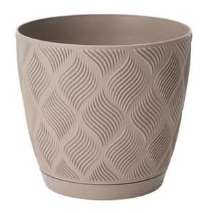 Doniczka Flow petit ECO recycled z podstawką 17 taupe - Donice - miniaturka - grafika 1