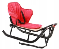 Sanki i ślizgacze - MOCNE SANKI JEE CZARNE OPARCIE MATERAC CZERWONY dla dzieci Polskie Metalowe - miniaturka - grafika 1