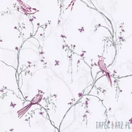 Tapety - Superfresco Easy Biała tapeta winylowa na flizelinie w kwiaty i ptaki 101842_opcje - miniaturka - grafika 1