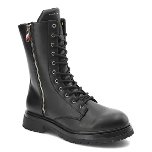 Czarne Botki Tommy Hilfiger Modne Buty Damskie - Botki damskie - miniaturka - grafika 1