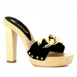 Czarne zamszowe klapki drewniaki CARINII - Carinii - Klapki i japonki damskie - miniaturka - grafika 1