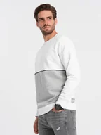 Bluzy męskie - Bluza męska OVERSIZE z kontrastowym łączeniem kolorów - biało-szara V1 OM-SSNZ-0130 M - miniaturka - grafika 1