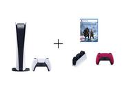 Konsole Playstation - SONY PlayStation 5 Digital + God of War Ragnarok + PS5 DualSense Charging Station + DualSense kontroler Cosmic Red - miniaturka - grafika 1