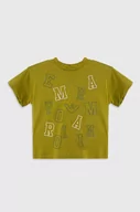 Koszulki dla chłopców - Emporio Armani t-shirt bawełniany niemowlęcy kolor zielony z nadrukiem - miniaturka - grafika 1