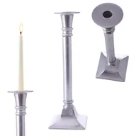 Świeczniki - ŚWIECZNIK ALUMINIOWY SREBRNY STOJAK NA ŚWIECĘ ŚWIECZKĘ 30cm - miniaturka - grafika 1