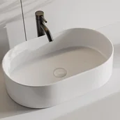 Umywalki - Umywalka nablatowa owalna z ceramiki IWA II- biała - miniaturka - grafika 1