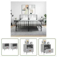 Szafki nocne - The Living Store Szafki nocne 2 szt. Beton szary 40x35x47,5 cm Materiał drewnopochodny - miniaturka - grafika 1