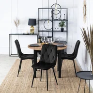 Krzesła - Zestaw 4x Krzesło Tapicerowane do Salonu ROBIN Czarne Welurowe Nowoczesne Loft - miniaturka - grafika 1