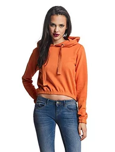 Urban Classics Damska bluza z kapturem Ladies Interlock Short Hoody, Rust Orange, M - Bluzy damskie - miniaturka - grafika 1
