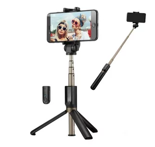 Disph Selfie stick  Selfie Stick Statyw Disph z pilotem bluetooth Czarny 31439-uniw - Selfie stick - miniaturka - grafika 1