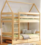 Łóżka dla dzieci i młodzieży - Drewniane piętrowe łóżko dziecięce domek ze stelażami i szufladą, sosna - Zuzu 4X 190x90 cm - miniaturka - grafika 1