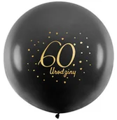 Balony i akcesoria - Balon czarny "60" 45 cm 1 szt. - miniaturka - grafika 1