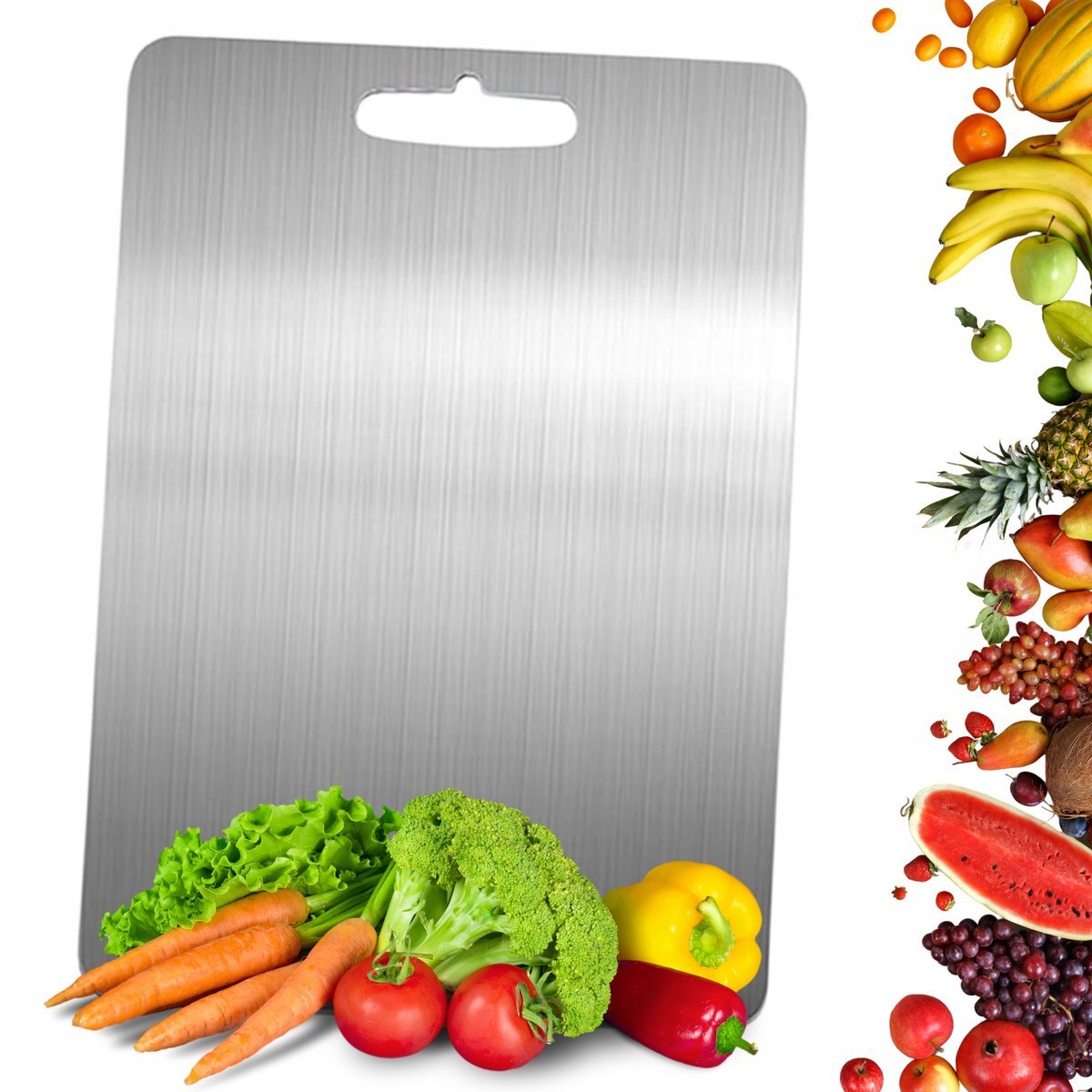 DESKA DO KROJENIA ZE STALI NIERDZEWNEJ SOLIDNA 36X25 cm metalowa DIKOM