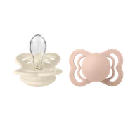 Smoczki uspokajające - Bibs Supreme, smoczek uspokajający, silikonowy, symetryczny, rozmiar 1, Ivory & Blush, od urodzenia, 2 sztuki - miniaturka - grafika 1