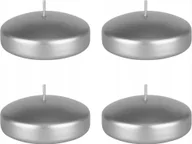 Świece - Świeca Dekoracyjna Pływająca parafinowa Srebrna metalizowana duża 4 szt. - miniaturka - grafika 1