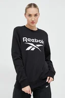 Bluzy damskie - Reebok bluza damska kolor czarny z nadrukiem - miniaturka - grafika 1