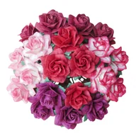 Zabawki kreatywne - Kwiaty RÓŻE papierowe STAR miks czerwony 25mm - 50 szt - miniaturka - grafika 1