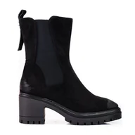 Botki damskie - Czarne botki damskie na słupku z wysoką cholewką Vinceza - miniaturka - grafika 1