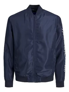 Jack & Jones JORPALMA Bomberka męska kurtka bomberka, granatowa marynarka/szczegóły: Sleeve Print, M, Granatowy blezer/szczegóły: nadruk na rękawie, M - Kurtki męskie - miniaturka - grafika 1