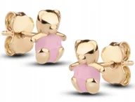 Biżuteria dla dzieci - ZŁOTE KOLCZYKI NA SZTYFT MISIE MIŚ RÓŻOWE 585 - miniaturka - grafika 1