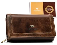 Portfele - Skórzany portfel damski pojemny na karty i gotówkę brązowy elegancki prezent jakość premium ochrona RFID PETERSON - miniaturka - grafika 1