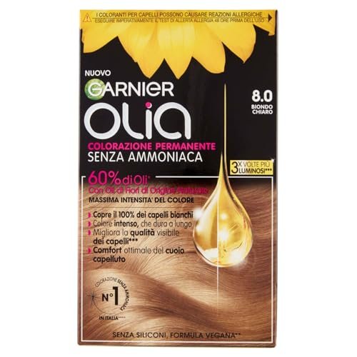 Garnier Olia Farba do Włosów, 8.0 Jasny Blond, 232 g