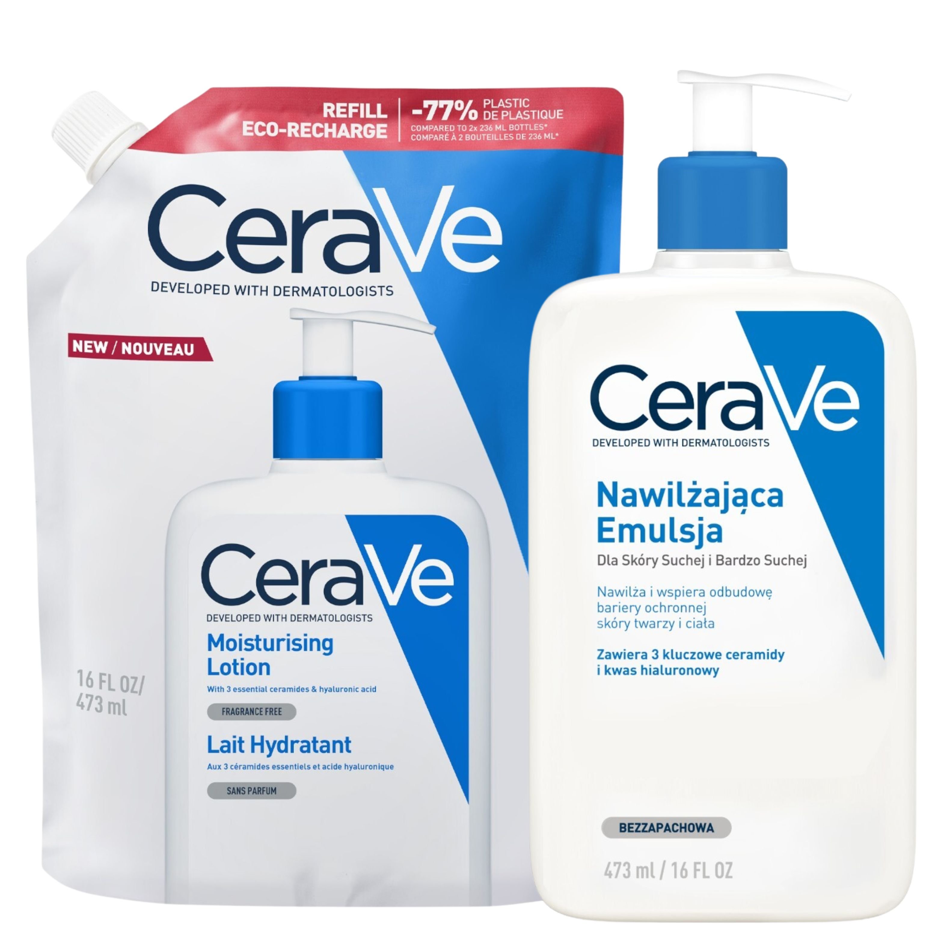 Cerave Zestaw: Emulsja nawilżająca 473ml + Emulsja nawilżająca Refill 473ml