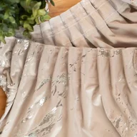 Zasłony - Gotowa welwetowa zasłona ze srebrnym nadrukiem, Marma, na taśmie marszczącej w kolorze ciemnokremowym, rozmiar 140x250 cm - miniaturka - grafika 1