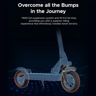 ENGWE Y600 Electric Scooter, 600W Motor, 48V 18.2Ah Battery, 10*4-inch Fat Tires, 25km/h Max Speed, 70km Range, Mechanical Disc - Hulajnogi elektryczne - miniaturka - grafika 7