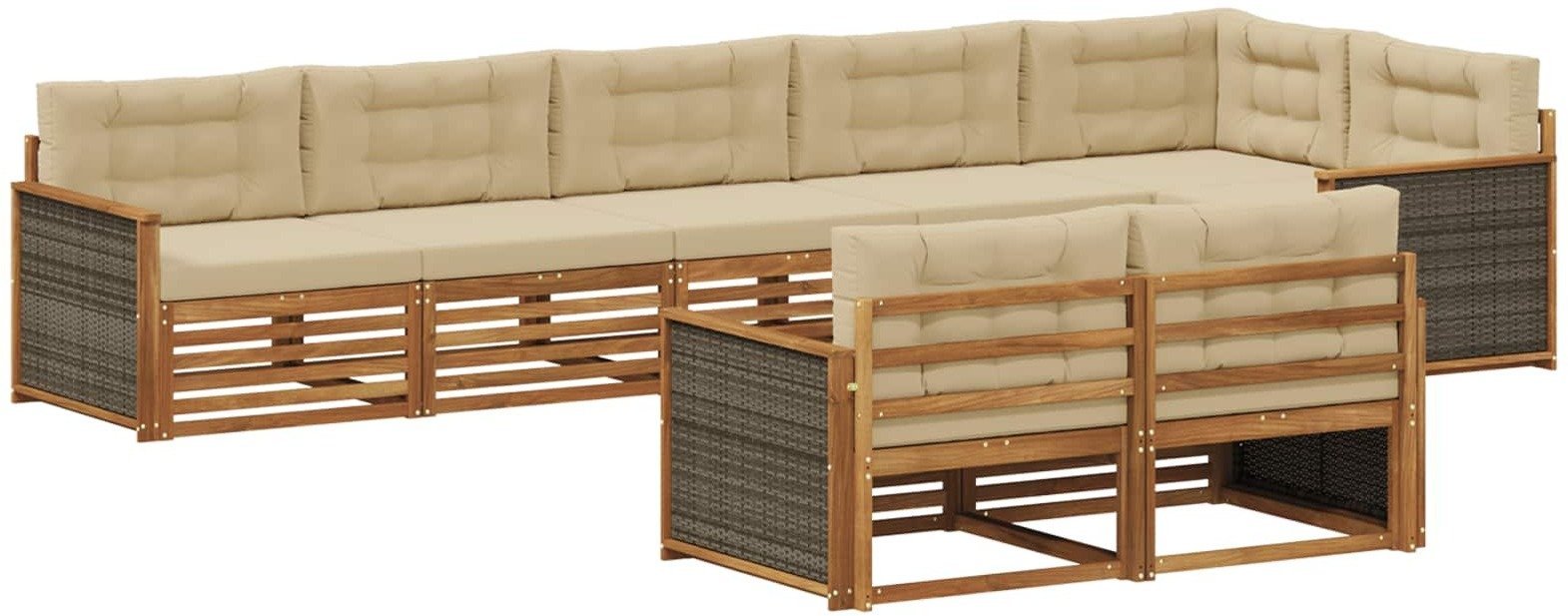 vidaXL Zestaw sof na zewnątrz z poduszką 8 pcs Naturalny i Beżowy