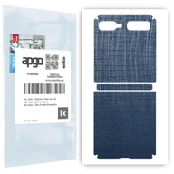 Szkła hartowane na telefon - Folia naklejka skórka strukturalna na TYŁ do Samsung Galaxy Z Flip 5G -  Tkanina Granatowa - apgo SKINS - miniaturka - grafika 1