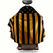 Peleryny fryzjerskie - TEMU Pasieczka Fryzjerska w Paski – Profesjonalna Regulowana Peleryna do Strzyżenia, Kolorowania i Przycinania Brody (Elastyczny Dekolt, Wysokiej - miniaturka - grafika 1