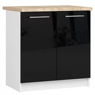 Meble kuchenne - SZAFKA KUCHENNA OLIWIA S 80cm 2D + BLAT BIAŁA / CZARNY POŁYSK - miniaturka - grafika 1