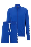 Spodenki damskie - BOSS Męskie szorty, zestaw 1 piżama z rozciągliwej bawełny z kontrastowym logo, niebieski, XL - miniaturka - grafika 1