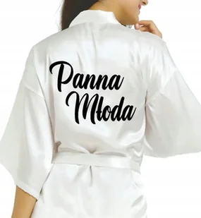 SZLAFROK SATYNOWY BIAŁY Wieczór Panieński PANNA MŁODA Różne Wzory - Piżamy damskie SZLAFROK SATYNOWY BIAŁY Wieczór Panieński PANNA MŁODA Różne Wzory - Piżamy damskie - miniaturka - grafika 1