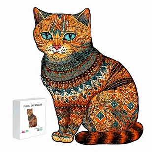 PUZZLE DREWNIANE DLA DZIECI DOROSŁYCH 121 ELEMENTÓW KOT PREZENT DLA DZIECKA - Puzzle - miniaturka - grafika 1