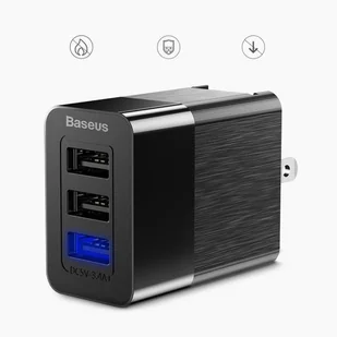 Baseus Duke ładowarka sieciowa zasilacz EU adapter z zestawem końcówek przejściówek 3x USB 3.4A czarny (CCALL-GJ01) - Ładowarki do telefonów - miniaturka - grafika 5