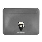 Torby na laptopy - Karl Lagerfeld Karl Lagerfeld Sleeve KLCS16PISFG 16" srebrny/silver Saffiano Ikonik Karl KF000901-0 - miniaturka - grafika 1