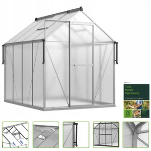 Szklarnia Ogrodowa Poliwęglan Duża Slide-In 361x183cm Srebrna UV - Szklarnie ogrodowe - miniaturka - grafika 1