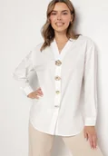 Koszule damskie - Biała Koszula z Bawełną i Wiskozą Ozdobiona Aplikacjami Morbia - miniaturka - grafika 1