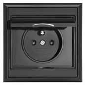 Gniazdka elektryczne - Gniazdo Luna pojedyncze IP44 czarny mat - miniaturka - grafika 1