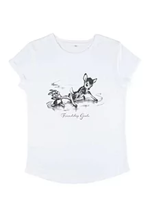 Koszulki i topy damskie - Disney Classics Women's Bambi Friendship Organic Rolled Sleeve t-shirt damski, biały, L, biały, L - grafika 1