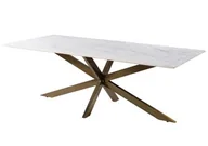 Stoły - BARCELONA Stół #301 Biały marmur + Metal mosiądz 180x100x76 cm - miniaturka - grafika 1