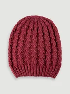 Czapki damskie - Burgundowa czapka z fakturą - miniaturka - grafika 1