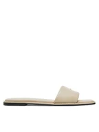 Klapki i japonki damskie - Calvin Klein Klapki Flat Sandal Square Hf Lth HW0HW02652 Beżowy - miniaturka - grafika 1
