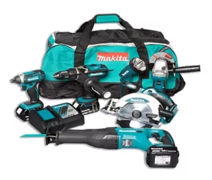 Makita DLX6105T akumulatorowy zestaw Combo 18V 3x5,0Ah Li-Ion (DTD152+DHP451+DSS610+DGA452+DJR186+DML815) w torbie - Zestawy elektronarzędzi - miniaturka - grafika 1